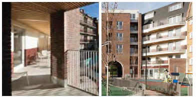 Left: An image depicting corridor access in a new high rise residential development. Right: An image depicting corridor access in a new high rise residential development.