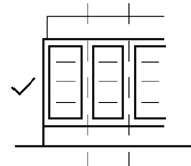 A drawing of a desirable façade design. Large regular vertical bay windows are drawn onto the residential building and the image indicates that this design breaks down the mass of the building, while clearly defining its base and top. 