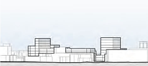 A drawing of a skyline view featuring proposed landmark buildings. 